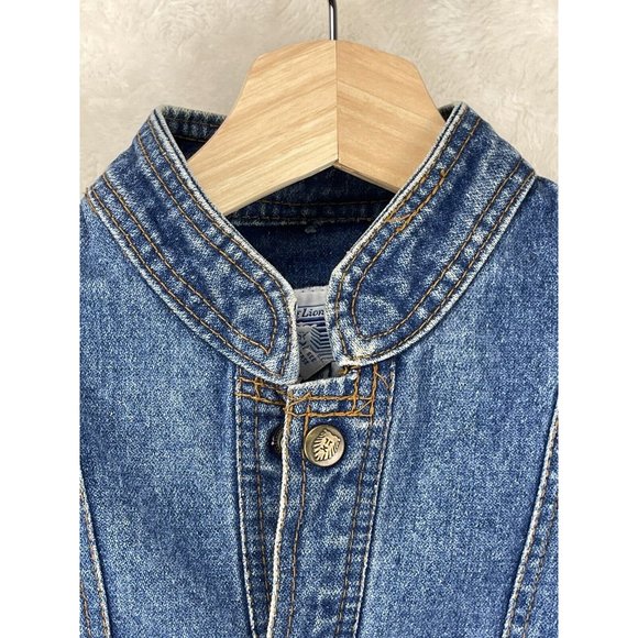RARE Vintage 80s Young Lion Youth Denim Jean Jacket Vest Removable Arms Sz 12 - Picture 9 of 13